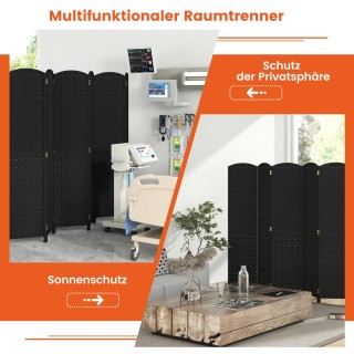 Costway  Παραβάν με Χειροποίητη Υφή & Σκελετό από Μασίφ Ξύλο Διαχωρ...