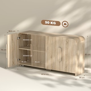 HOMCOM Κουζίνα Κρεντέντζα με 2 Ντουλάπια, Πόρτες Soft-Close και Ρυθ...