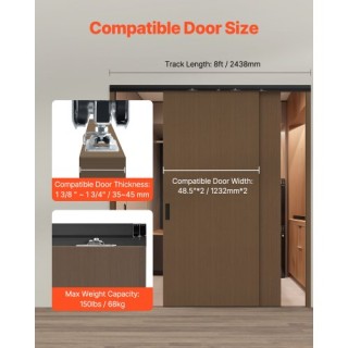 VEVOR Κιτ Συρόμενης Ντουλάπας 8ft για Σύστημα 2 Πορτών TLMTZTLM8FTS... VEVOR Κιτ Συρόμενης Ντουλάπας 8ft για Σύστημα 2 Πορτών TLMTZTLM8FTS...