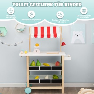 Costway Ξύλινο Παιδικό Καροτσάκι Παγωτού με Αξεσουάρ TP10051RE