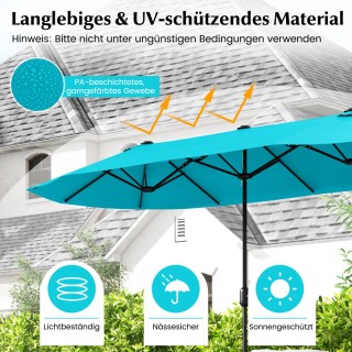 Costway Διπλή Ομπρέλα με Βάση & UPF 50+ & Μανιβέλα Κήπου Αγοράς Τυρ...