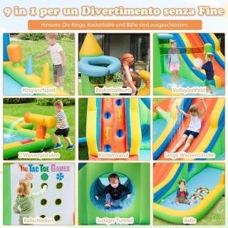 Costway  Φουσκωτή Νεροτσουλήθρα 9-σε-1 για Παιδιά με Πολλαπλές Δρασ...