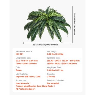 VEVOR Τεχνητές Φτέρες Βοστώνης 2 Τεμάχια 35 Κλαδιά Εσωτερική Εξωτερ... VEVOR Τεχνητές Φτέρες Βοστώνης 2 Τεμάχια 35 Κλαδιά Εσωτερική Εξωτερ...