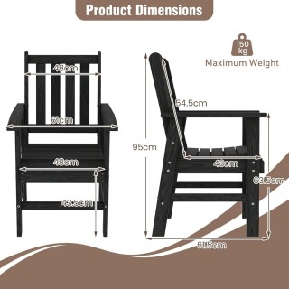 Costway  Μαύρη καρέκλα μπαλκόνι από ανθεκτικό HDPE με αισθητική ξύλ...