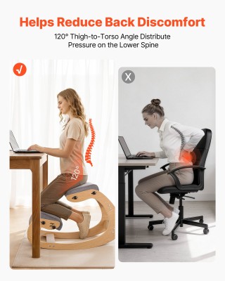 VEVOR Εργονομική Ξύλινη Καρέκλα Γονυκλισίας με Ρυθμιζόμενο Ύψος, Πα...