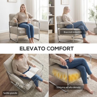 HOMCOM Πολυθρόνα Σαλονιού και Καρεκλάκι Υπνοδωματίου από Μαλακή Σεν...