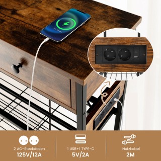 Costway Κονσόλα με Σταθμό Φόρτισης & 2 Συρτάρια για Χώρο Εισόδου με...