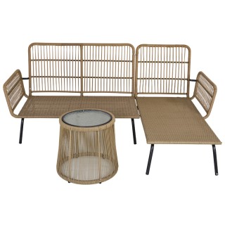 Outsunny Σετ 3 τεμαχίων Διθέσιος καναπές σεζλόνγκ και τραπεζάκι σαλ...