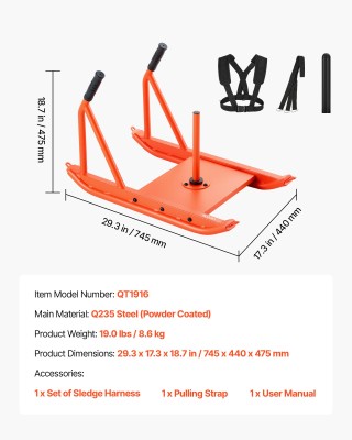 VEVOR Μεταλλικό Έλκηθρο Γυμναστικής για Βελτίωση Ταχύτητας, 25/51 m...