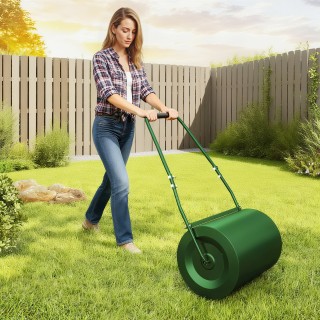 Outsunny Κύλινδρος Γκαζόν 63L με Ξύστρα Λεπίδα, Μεταλλικός, 123x58x...