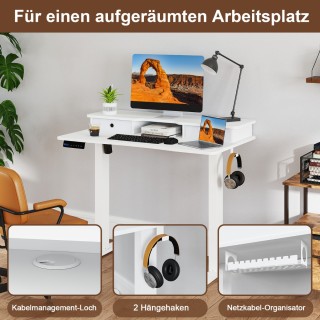 Costway Προσαρμόσιμο Γραφείο  100 x 60 x 122 εκ.με Βάση Οθόνης, Συρ...