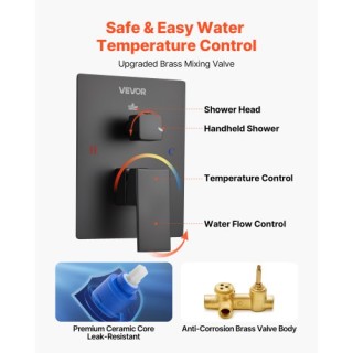 VEVOR Σετ Βρύσης Ντους με Τετράγωνη Κεφαλή Βροχής 12 και Χειριστήρι... VEVOR Σετ Βρύσης Ντους με Τετράγωνη Κεφαλή Βροχής 12 και Χειριστήρι...