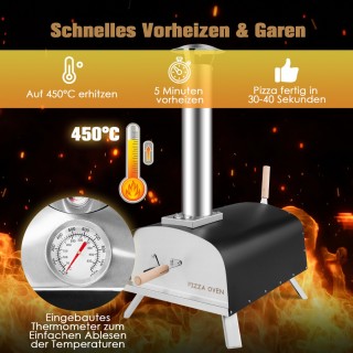 Costway Φορητός Υπαίθριος Φούρνος Πίτσας Ξυλόφουρνος Ασημί + Μαύρο ... Costway Φορητός Υπαίθριος Φούρνος Πίτσας Ξυλόφουρνος Ασημί + Μαύρο ...