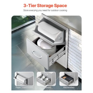 VEVOR Σύστημα Τριπλών Συρταριών Κουζίνας Εξωτερικού Χώρου ZJCTJ165W...