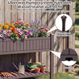 Costway Υπερυψωμένο διαιρούμενο παρτέρι λαχανικών με ρόδες και δείκ...