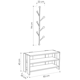 Shally Dogan Επιτοίχιος Γκαρνταρόμπα με Παπουτσοθήκη 3 Ραφιών σε Απ...