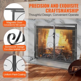 VEVOR Προστατευτικό Τζακιού 2 Πάνελ με Πόρτα, Σχάρα Σπινθήρων 990x8...