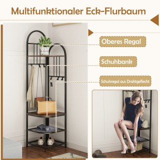 Costway Πολυλειτουργική Γωνιακή Κρεμάστρα Ρούχων με Ράφι Παπουτσιών... Costway Πολυλειτουργική Γωνιακή Κρεμάστρα Ρούχων με Ράφι Παπουτσιών...
