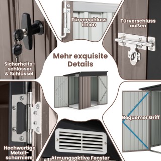 Costway  Μεταλλικό Κήποσπιτο με Μπροστινή & Πλευρική Πόρτα - Κεκλιμ...