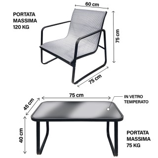 Galileo Σετ κήπου 4 θέσεων από ανθρακούχο χάλυβα, PVC και πολυεστέρ...