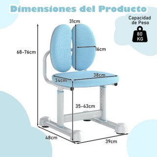 Costway Παιδική Καρέκλα Γραφείου με Διπλή Πλάτη και Ρυθμιζόμενο Ύψο...