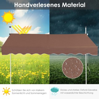 Χειροκίνητη Βεράντας, 200 x 200-300cm  Πλάτος, Χωρίς Τρυπάνι, UV Αν...