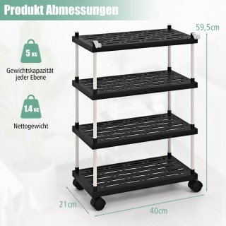 Τρόλεϊ Κουζίνας Αποθήκευσης 4 Επιπέδων Χρώματος Μαύρο COSTWAY JV110...