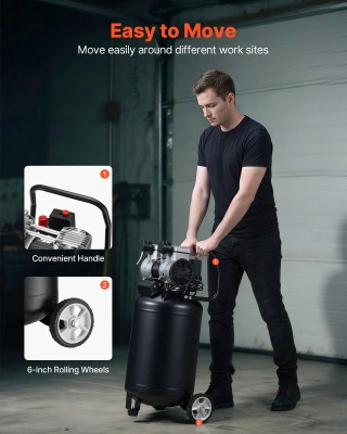 VEVOR Φορητός Αεροσυμπιεστής 50L, 1.5 kW, 113L/min στα 6.2 Bar, Μέγ...