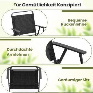 Costway  Σετ 2 Μαύρες Αναδιπλούμενες Καρέκλες Κήπου με Μπράτσα για ...