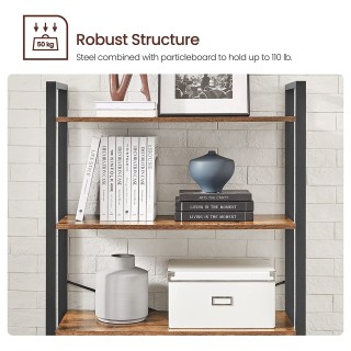 VASAGLE Βιβλιοθήκη 6 επιπέδων , ρουστίκ καφέ και μαύρο, 80 x 30 x 1...