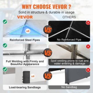 VEVOR Στέγαστρο Αυτοκινήτου 10x20ft με Αφαιρούμενα Πλευρικά Τοιχώμα... VEVOR Στέγαστρο Αυτοκινήτου 10x20ft με Αφαιρούμενα Πλευρικά Τοιχώμα...