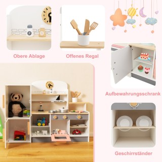 Costway Ξύλινη παιδική κουζίνα με απορροφητήρα, ψυγείο, βρύση & μα... Costway Ξύλινη παιδική κουζίνα με απορροφητήρα, ψυγείο, βρύση & μα...