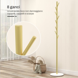 HOMCOM Αυτοστήριχτη Κρεμάστρα με 8 Γάντζους Βάση από Μάρμαρο και Ατ...