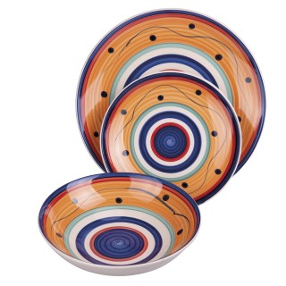 Galileo Σετ πιάτων 9 τεμαχίων από χειροποίητη βαμμένη πέτρα, με 3 δ...