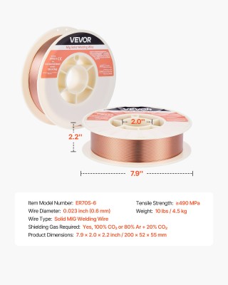 VEVOR Συμπαγές Σύρμα Συγκόλλησης MIG ER70S-6 0.6mm 4.5kg για Συγκόλ... VEVOR Συμπαγές Σύρμα Συγκόλλησης MIG ER70S-6 0.6mm 4.5kg για Συγκόλ...