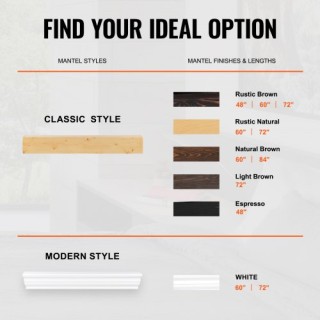 Ξύλινο Μαντεμένιο Ράφι Τζακιού 152 x 20.3 x 15.24cm Φυσικό Ξύλο Ρου... Ξύλινο Μαντεμένιο Ράφι Τζακιού 152 x 20.3 x 15.24cm Φυσικό Ξύλο Ρου...