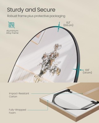 SONGMICS Καθρέφτης Δαπέδου 160x50 cm με Αψιδωτό Μαύρο Αλουμινένιο Π...