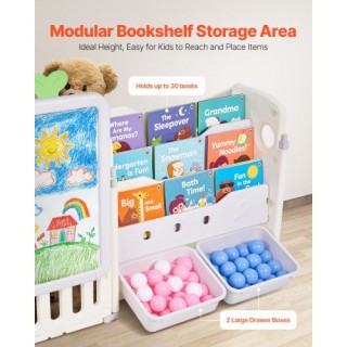 VEVOR Παιδική Ραφιέρα & Πίνακας Ζωγραφικής με 10 Κινητούς Κάδους DG...