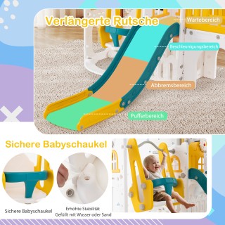 Costway Σετ Τσουλήθρας με Κούνια και Αναρριχητικό Πλαίσιο Πράσινο +...