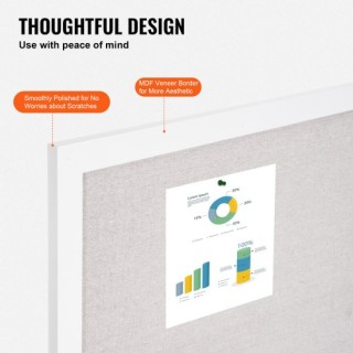 VEVOR Πίνακας Ανακοινώσεων 36x24 με Λευκή Επιφάνεια Λινάτσας για Το...