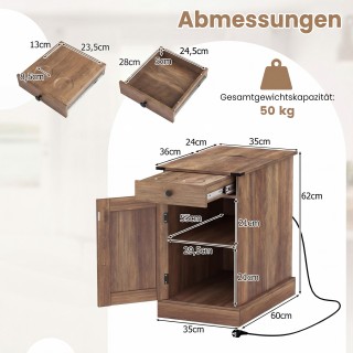 Costway Ρουστίκ Καφέ Κομοδίνο και Ντουλάπι με Πτυσσόμενο Τραπέζι κα... Costway Ρουστίκ Καφέ Κομοδίνο και Ντουλάπι με Πτυσσόμενο Τραπέζι κα...