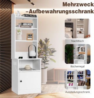 Costway Λευκό Κομοδίνο με Λειτουργία Φόρτισης και Ράφια για Κρεβάτι... Costway Λευκό Κομοδίνο με Λειτουργία Φόρτισης και Ράφια για Κρεβάτι...