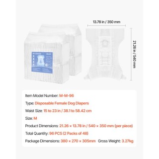 VEVOR Υπερ-Απορροφητικές Πάνες Μίας Χρήσης για Θηλυκούς Σκύλους Μέγ... VEVOR Υπερ-Απορροφητικές Πάνες Μίας Χρήσης για Θηλυκούς Σκύλους Μέγ...