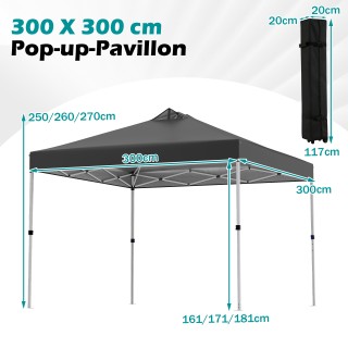 Costway Αναδιπλούμενο κιόσκι κήπου Pop-Up 3 x 3 μ. μαύρο με 4 σακιά... Costway Αναδιπλούμενο κιόσκι κήπου Pop-Up 3 x 3 μ. μαύρο με 4 σακιά...