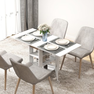 HOMCOM Πτυσσόμενο Τραπέζι Φαγητού με 2 Αναδιπλούμενες Επιφάνειες κα... HOMCOM Πτυσσόμενο Τραπέζι Φαγητού με 2 Αναδιπλούμενες Επιφάνειες κα...