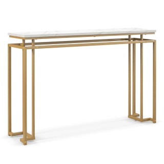 Costway Πολυτελής Κονσόλα με Επιφάνεια Τεχνητού Μαρμάρου και Χρυσό ...