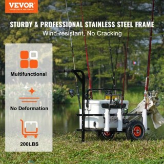 VEVOR Καρότσι Παραλίας για Ψάρεμα, 200 lbs, Μεγάλοι Τροχοί για Άμμο...