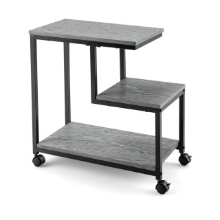 Costway Μοντέρνος Τροχήλατος Τριώροφος Πλαϊνός Τραπεζάκι με Όψη Μαρ...