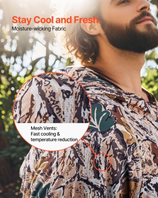VEVOR Μέγεθος M Camo Ανδρικό Φούτερ με Κουκούλα, Αναπνεύσιμο, Γρήγο...