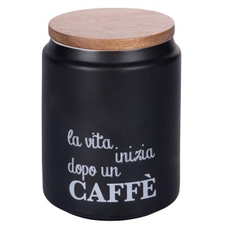 Villa DEste  Δοχείο καφέ 850 ml από gres με καπάκι bamboo Idee 2190703